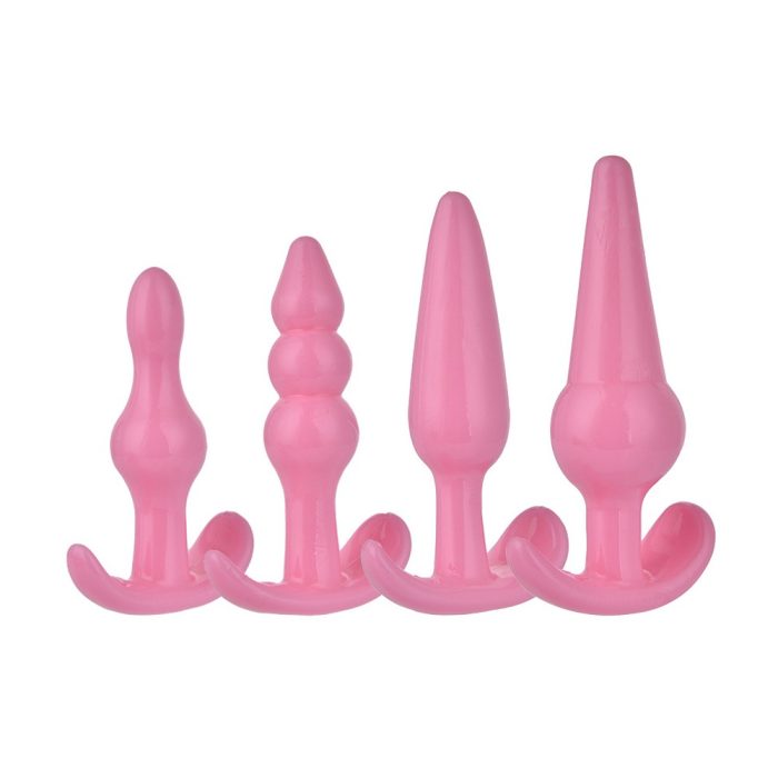 Set dopuri anale roz din 4 piese, material TPE, cod produs Z143
