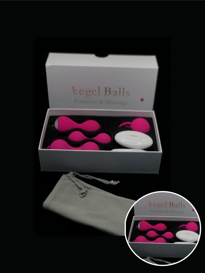 Set de 4 bile vaginale cu telecomanda, roz, cod produs kb-07-kombo