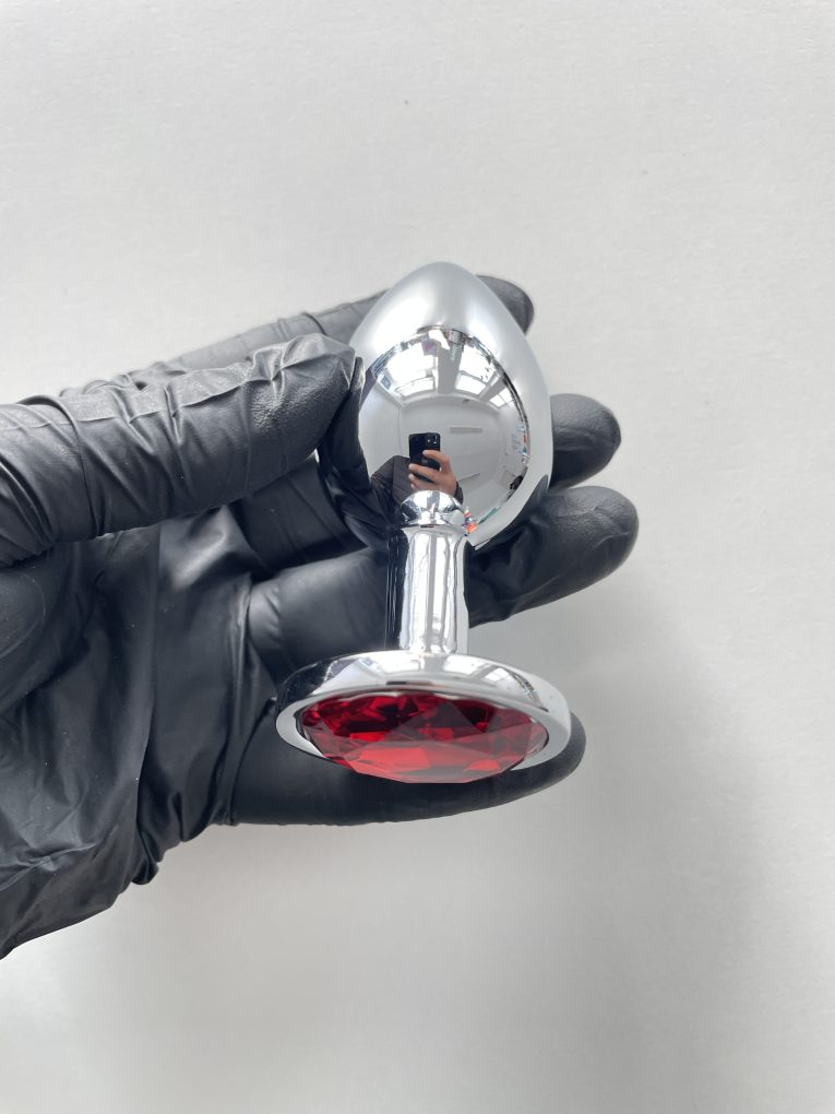 dop anal conic metalic cu diamant rosu