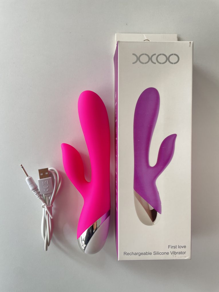 vibrator dual cu stimulator pentru clitoris si punctul g, placere simultana in cuplu