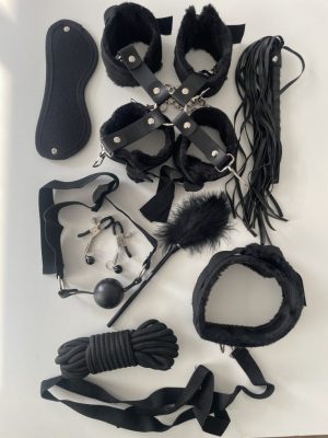 Set BDSM negru complet – 10 piese pentru jocuri erotice intense, cod produs JOC-45-N