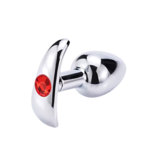 Dop anal metalic argintiu cu diamant rosu, cod produs: MT-23-S