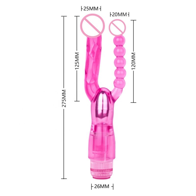 vibrator roz 12.5 cm normal si 12cm anal, penetrare simultana, placere maxima